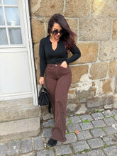 Charger l&#39;image dans la galerie, Jeans Wide leg chocolat CONSTANCE (34 au 42)