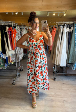 Robe fleuri rouge Catalina ( reste taille m/l et l )