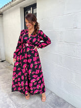 Charger l&#39;image dans la galerie, Robe longue fleuri fuchsia avec ceinture tulipa ( 36 au 50 )