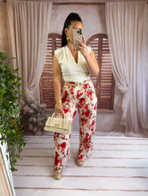Charger l'image dans la galerie, Pantalon écru éclat rouge CLEO( 34 au 48 )