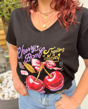 Charger l&#39;image dans la galerie, TEE shirt noir cerise noeud ( 36 au 48 )