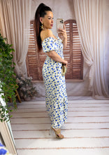 Charger l'image dans la galerie, Robe fleuri bleu col bateau ROBBIE (36 au 40)