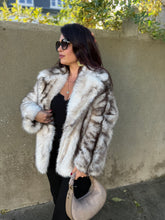 Charger l&#39;image dans la galerie, Manteau fourrure synthétique écru/marron ZOE (36 au  42)
