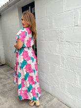Charger l&#39;image dans la galerie, Robe fleuri verte/rose LARA ( 34 au 48 )