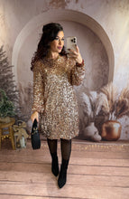 Charger l'image dans la galerie, Robe coupe droite sequins champagne JASMINE (36 au 48 )