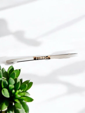 Ceinture fine perles écru