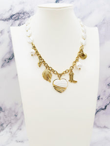 Collier cœur doré/blanc ☀️