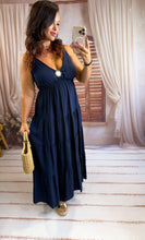 Charger l'image dans la galerie, Robe uni soleil bleu marine ALIX (36 au 46)