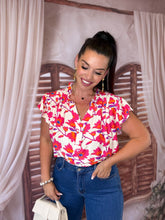 Charger l'image dans la galerie, Top fleuri blanc et rose JEANETTE (36 au 48)