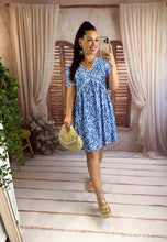 Charger l'image dans la galerie, Robe fleuri bleu ZÉLIE (36 au 50)