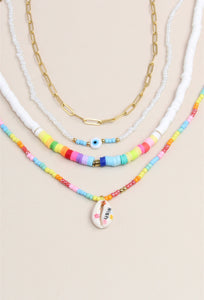 Collier perle en lot de 4 pcs modèles assortis en acier inoxydable ☀️