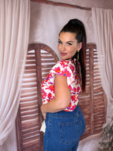 Charger l'image dans la galerie, Top fleuri blanc et rose JEANETTE (36 au 48)