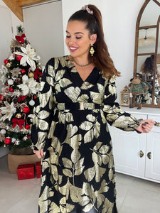 Robe longue noir / or Tamara ( 36 au 50)⭐️