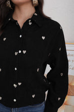 Charger l&#39;image dans la galerie, Chemise effet velours coeur noir CENDY (36 au 42)
