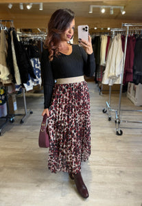 Jupe plissée bordeaux Karina ( 34 au 46 )
