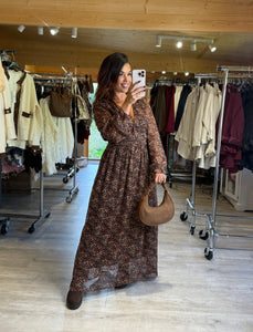 Robe longue chocolat MATHILDA (40 au 48)