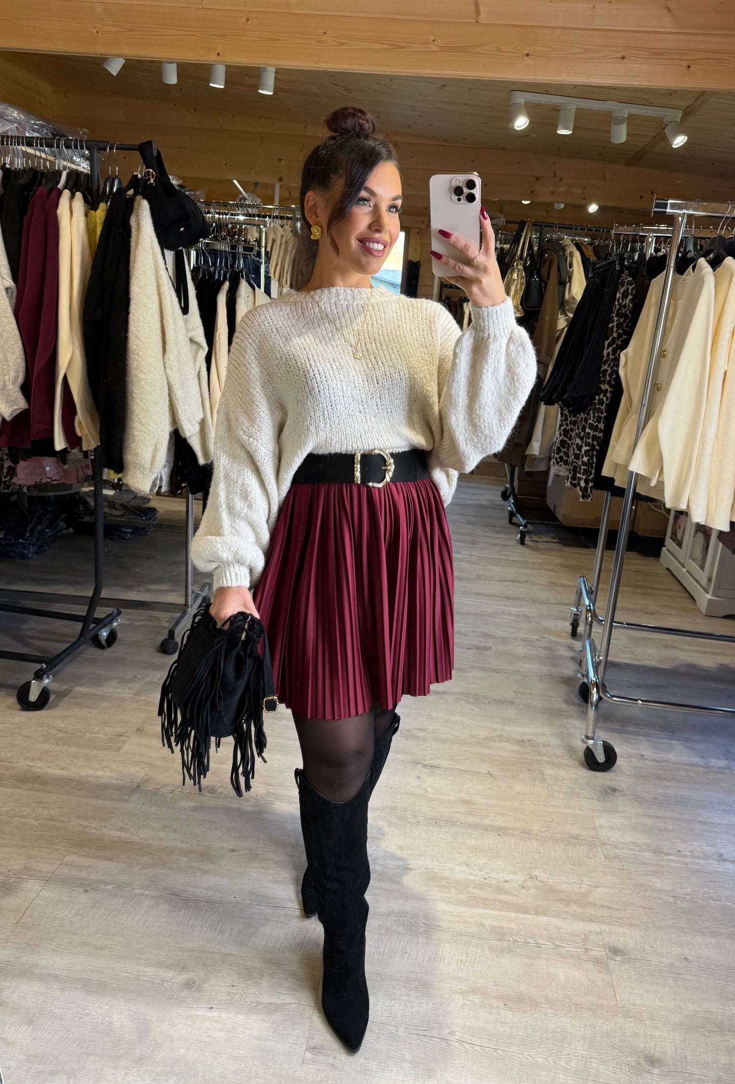 Jupe plissée bordeaux RACHEL ( 36 au 46 )