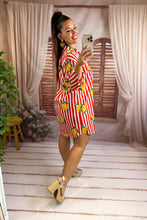 Charger l'image dans la galerie, Robe chemise manche 3/4 carreaux rayé rouge citron AMELA ( 36 au 42)