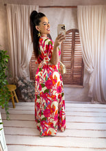 Charger l'image dans la galerie, Robe longue à motif rose/orange/kaki PATRICE (40 au 48)