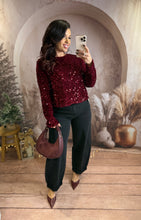 Charger l'image dans la galerie, Top à sequins rouge noeud noir dans le dos ANNA (36 au 40)