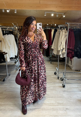 Robe léopard bordeaux MARWA (Taille 36 au 48)