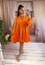 Charger l'image dans la galerie, Robe courte lisse gaz de coton orange FANNY (36 au 46)