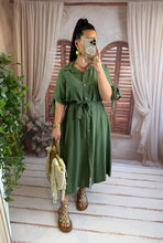 Charger l'image dans la galerie, Robe chemise mi longue kaki LEANNE (36 au 42)