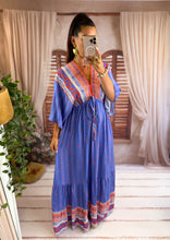 Charger l'image dans la galerie, Robe longue bleu motif de couleur GARANCE (36 au 42) New