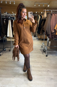 Robe velours camel MARIE (34 au 48)