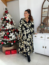 Charger l&#39;image dans la galerie, Robe longue noir / or Tamara ( 36 au 50)⭐️