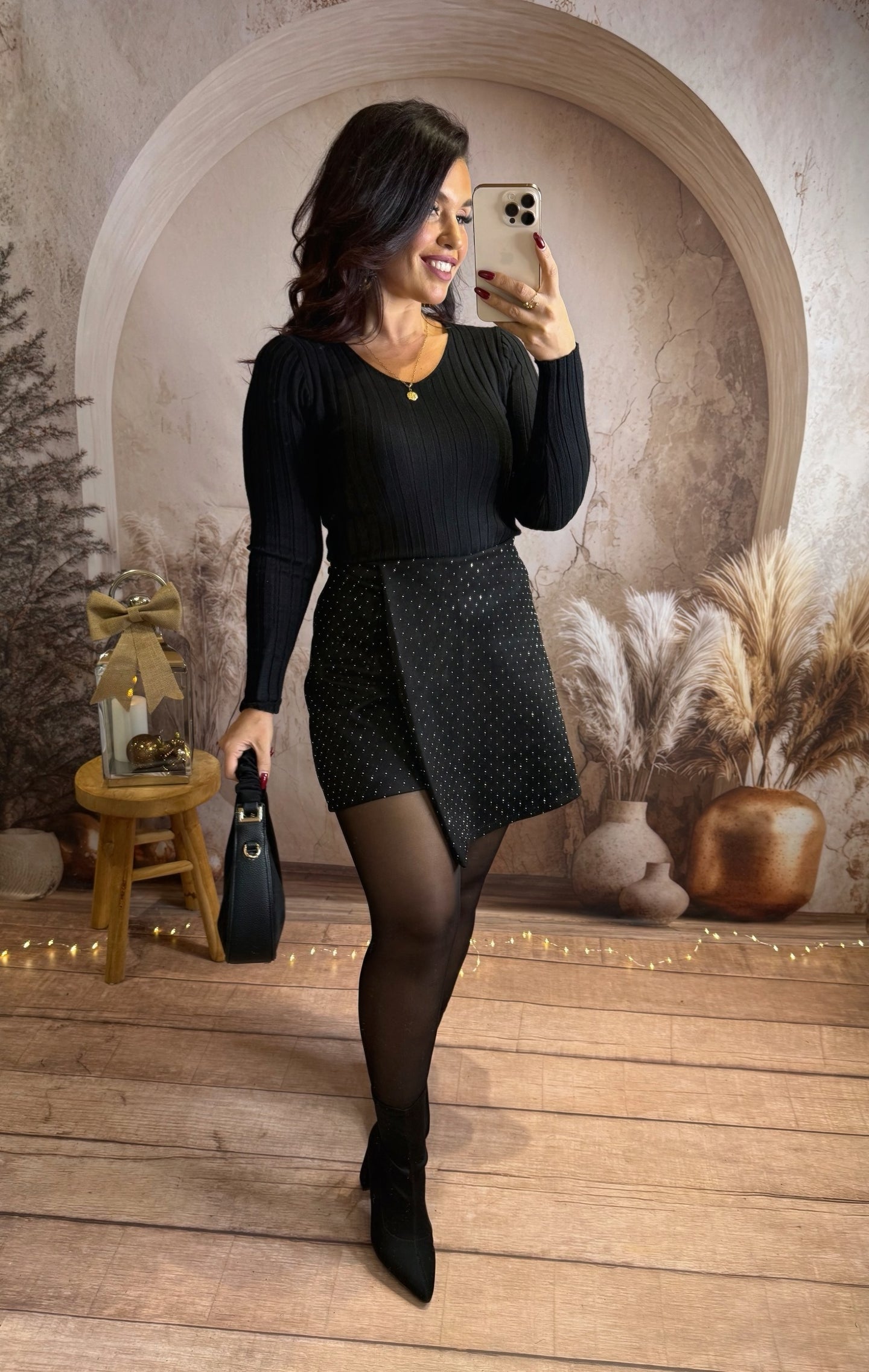 Jupe short noir étincelle ZÉLIE (36 au 52)⭐️