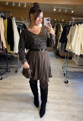 Jupe patineuse marron CÉLINE (36 au 42)