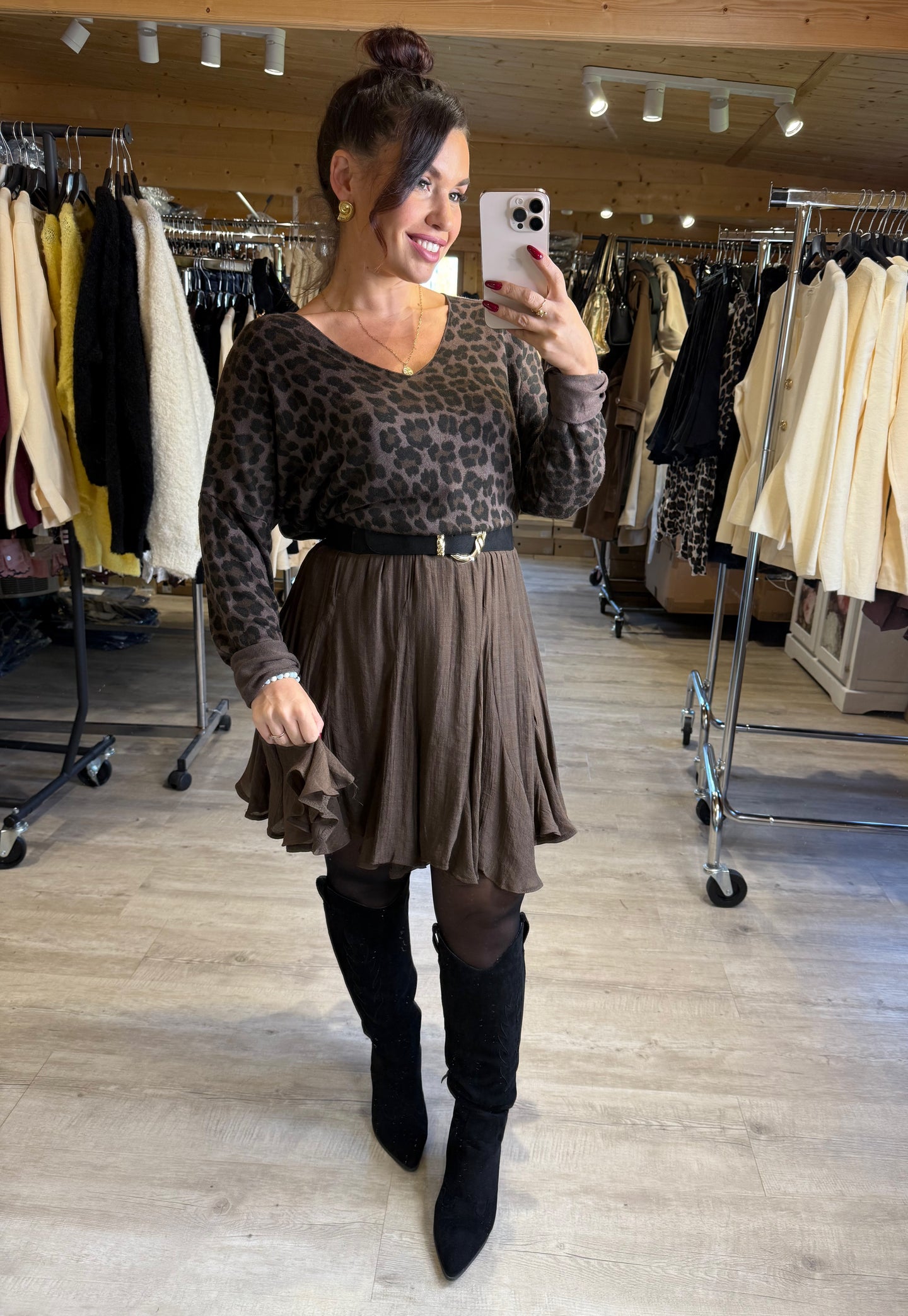 Jupe patineuse marron CÉLINE (36 au 42)