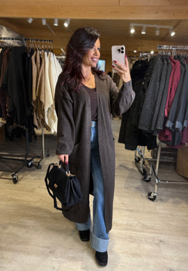 Long gilet chocolat MAIWEN (34 au 44)