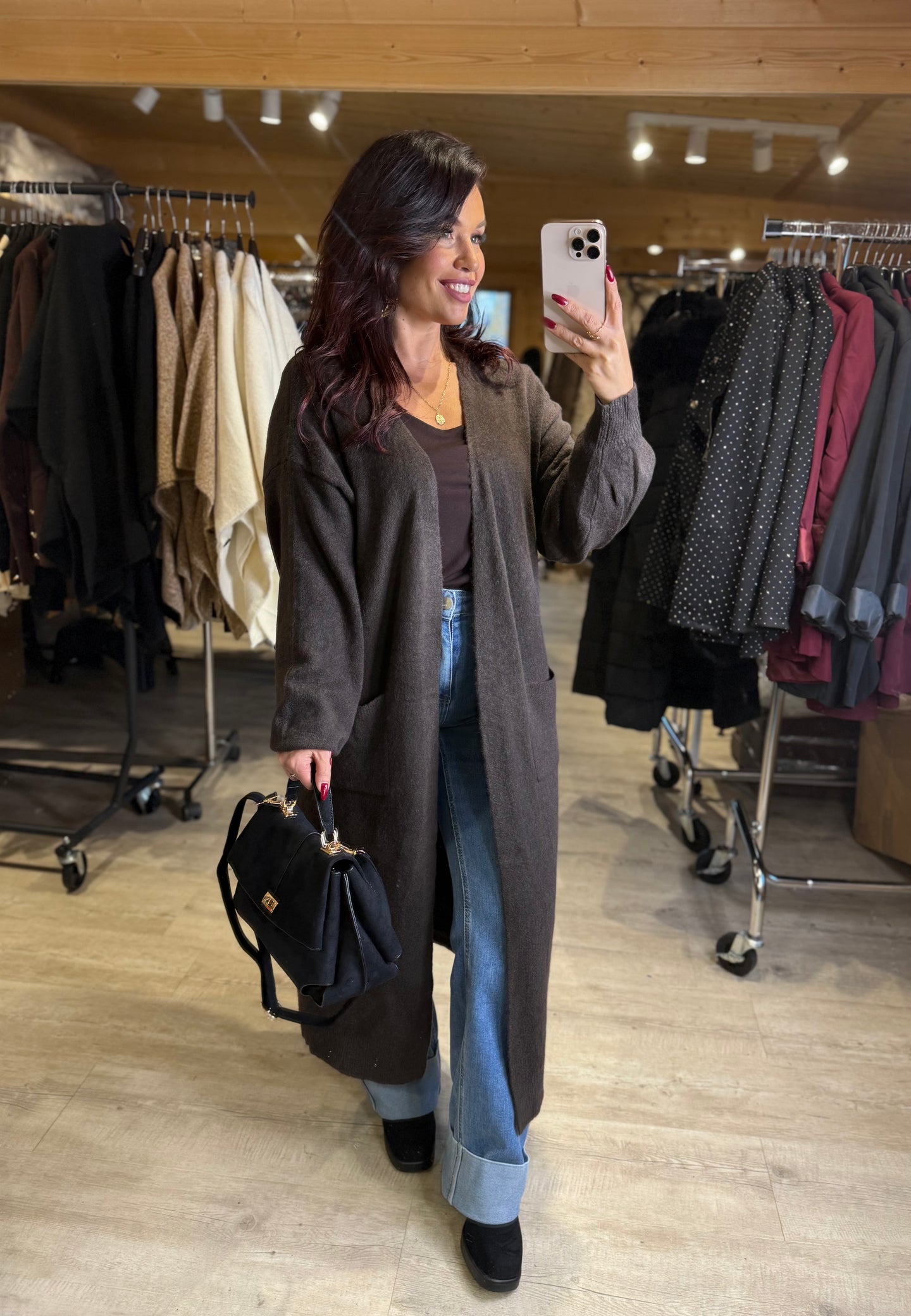 Long gilet chocolat MAIWEN (34 au 44)