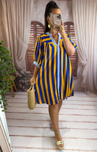 Charger l'image dans la galerie, Robe chemise manche courte rayé bleu jaune PILIO ( 36 au 46) New
