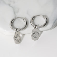 Charger l&#39;image dans la galerie, Boucles d&#39;Oreilles Argentées Avec Pendentifs Petits Disques Motif Yeux☀️