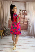 Charger l'image dans la galerie, Robe courte fuchsia fleuri CORAL (36 au 48)