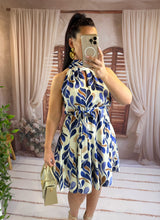 Charger l'image dans la galerie, Robe courte motif bleu/beige YELA (36 au 42)