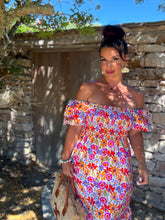 Charger l'image dans la galerie, Robe col bardot fleuri PRUNETTE (34 au 48)