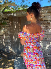 Charger l'image dans la galerie, Robe col bardot fleuri PRUNETTE (34 au 48)