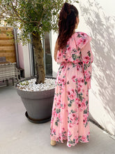 Charger l&#39;image dans la galerie, Robe rose fleurs asymétrique ADÈLE ( taille 36 au 42 )