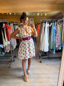Robe courte fleuri rose MAELIE ( reste la taille 46 et 48 )