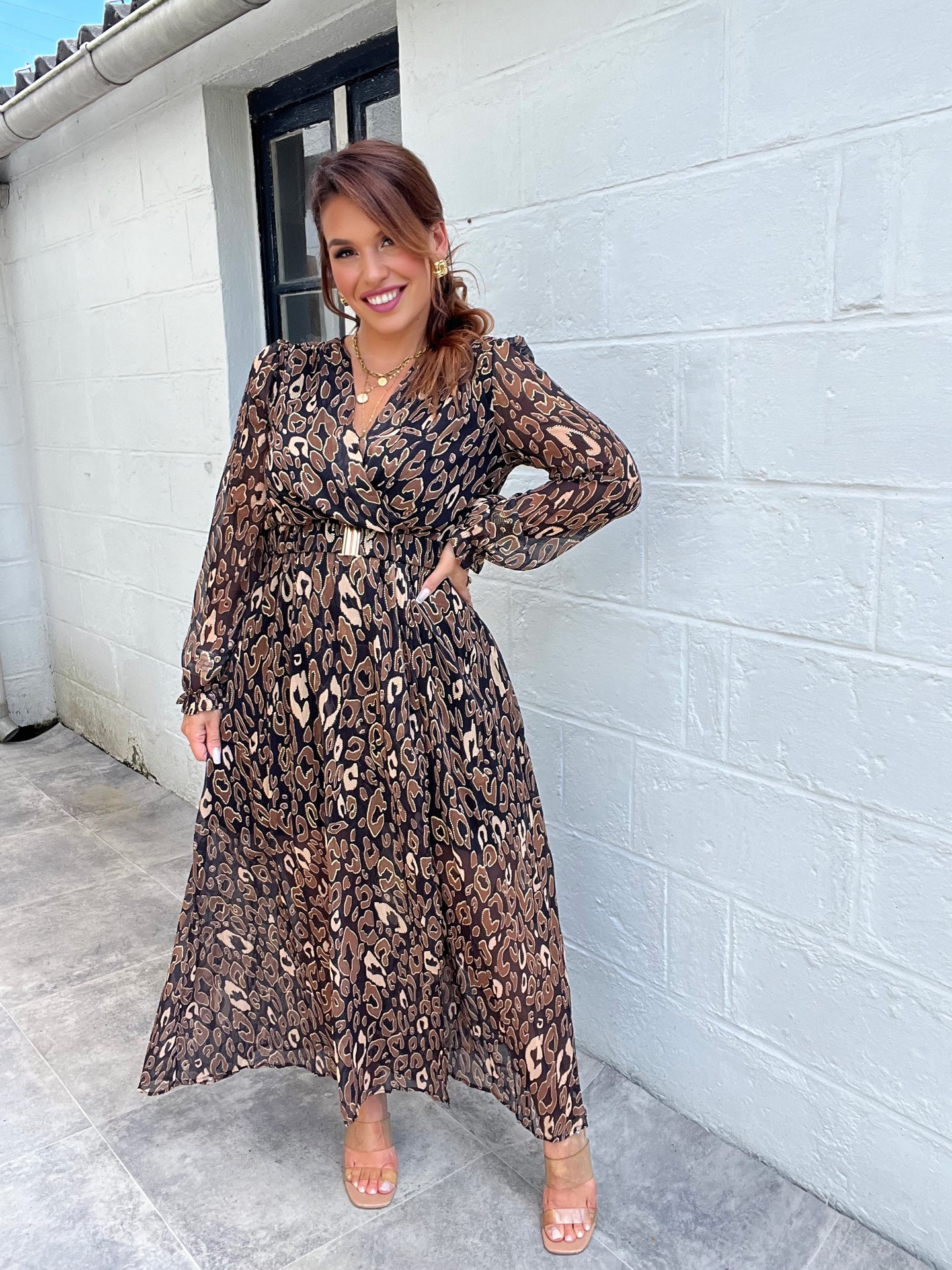 Robe longue motif léopard romy ( 36 au 48)