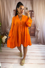 Charger l'image dans la galerie, Robe courte lisse gaz de coton orange FANNY (36 au 46)
