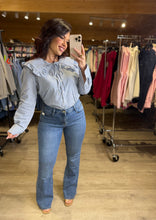 Charger l'image dans la galerie, Chemise rayé col Claudine bleu FANTINE (36 au 48)