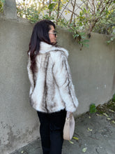 Charger l&#39;image dans la galerie, Manteau fourrure synthétique écru/marron ZOE (36 au  42)