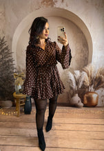 Charger l&#39;image dans la galerie, Robe patineuse chocolat pois blanc JESS (34 au petit 42)⭐️
