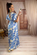 Charger l'image dans la galerie, Robe longue arabesque bleu ISALINE (36 au 48)