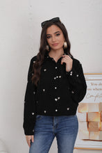 Charger l&#39;image dans la galerie, Chemise effet velours coeur noir CENDY (36 au 42)